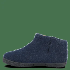 Green Comfort Hjemmesko Med Gummisål>Wool Nepal - Marine Blue