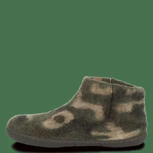 Green Comfort Hjemmesko Med Gummisål>Wool Nepal - Mix Olive